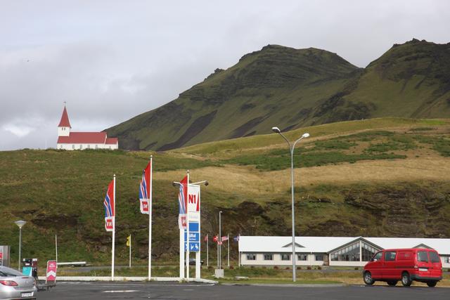 Typical church and typical gas station